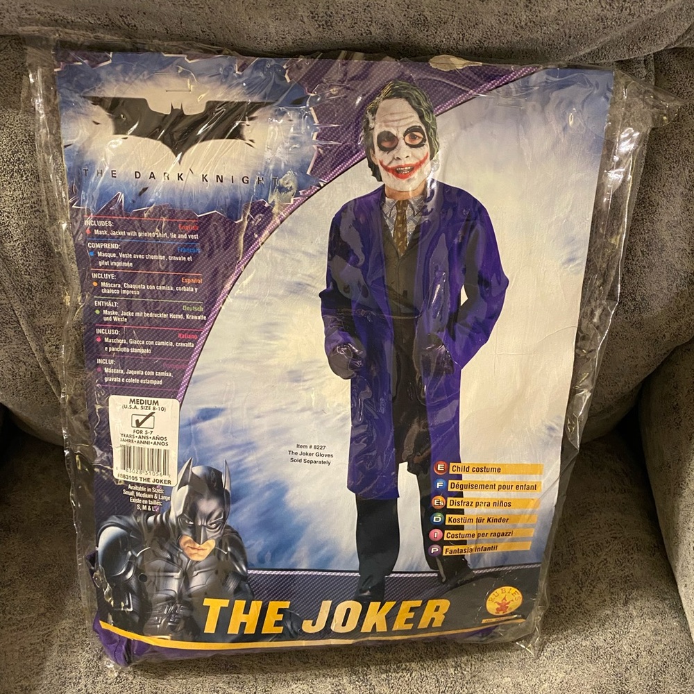 Rubie’s The Joker, The Dark Knight Child Costume Size M 8-10, No Mask